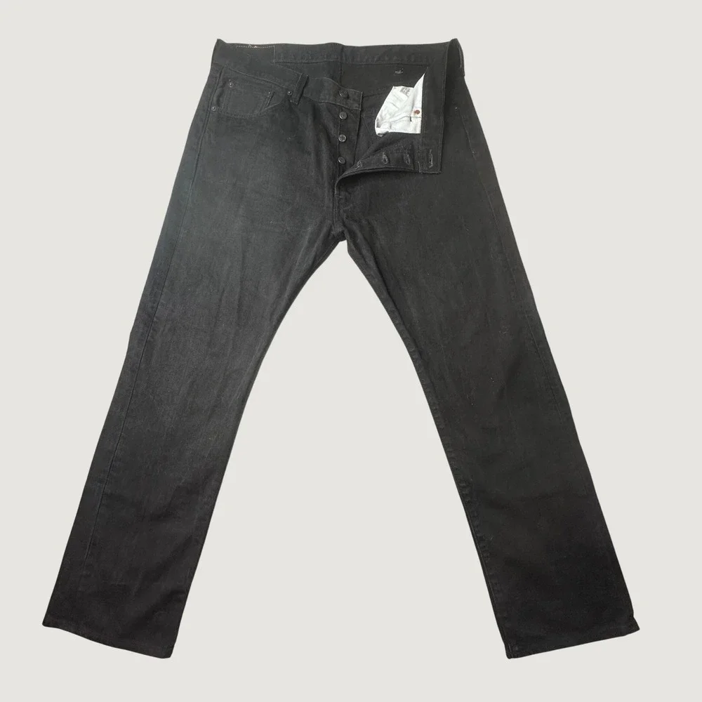 Levis 501 Jeans Mens 38x32 Black Original Fit Button Fly Straight Leg Denim